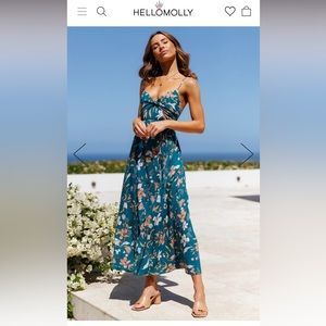 Hello Molly Teal Floral Midi Dress
